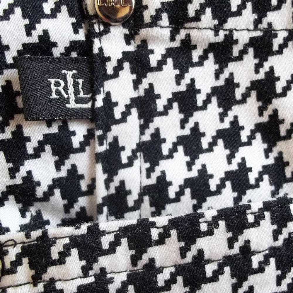 LAUREN Ralph Lauren Capris Cropped Pant Black White Houndstooth Cotton Stretch 4 - Picture 4 of 6